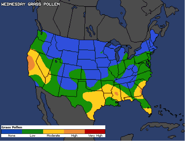 Grass Pollen U. S. Map severity