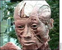 Von Hagens also exhibits real human corpses as art