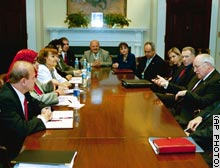 Vice President Dick Cheney, right, speaks with Iraqi Americans and Iraqi expatriates in the White House this past Thursday.