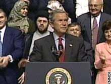 President Bush speaks Monday in Dearborn, Michigan.