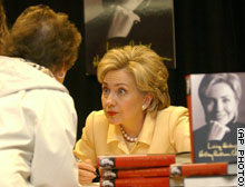 Sen. Hillary Rodham Clinton talks to a book buyer during an appearance Monday at a Manhattan bookstore to promote her memoir, 