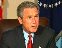 Bush talks to reporters at the start of Wednesday's meeting with senators.
