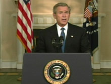 Bush addresses nation from the White House Cabinet Room.