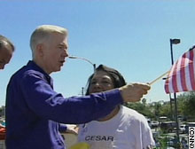 Davis received a warm welcome Sunday at the Mexican Independence Day parade in East Los Angeles.
