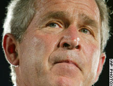 President Bush pressed GOP senators go along with his position on money for Iraq reconstruction.
