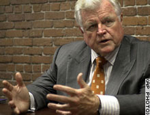 Kennedy speaks to reporters last month.
