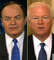 Republican Sens. Richard Shelby of Alabama, left, and Saxby Chambliss of Georgia