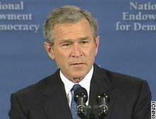 President Bush called for democratic reforms in the Middle East in a speech Thursday.