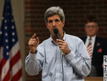 Democratic presidential hopeful Sen. John Kerry, D-Massachusetts, speaks to a group of veterans during a visit to the Iowa Veterans Home Monday.
