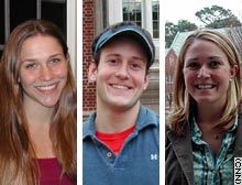 Casey Seidel, Billy Lyons and Lily Hayes, left to right, took Kuswa's rhetoric of terrorism and homeland security course.