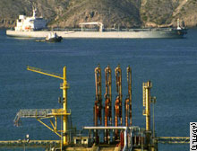 Oil tankers sit idle along Venezuela's coast due to national strike.