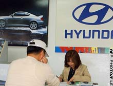 Hyundai Motor fell almost 5 percent as Korea's market took a dive.