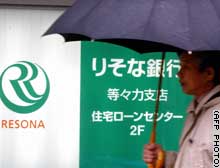 Resona was down heavily on Monday after the weekend bailout.