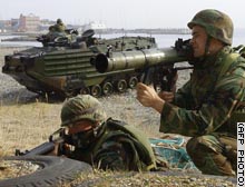 While the war in Iraq proceeds, U.S. marines are also on exercises in South Korea.
