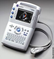 More doctors are turning to portable ultrasound devices, such as SonoSite's SonoHeart Elite, which weighs less than 6 pounds and runs on batteries. 
