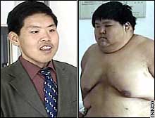 Meng says he has lost 126 kilograms (278 pounds) in three years.