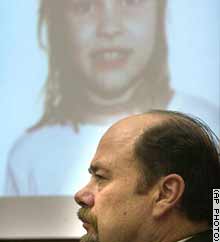 Westerfield was convicted of killing Danielle van Dam. A slide of Danielle is projected on a courtroom wall behind Westerfield.