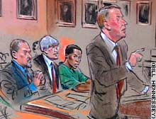 An artist's sketch of Monday's proceedings