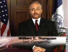 Comptroller William Thompson is shown in the advertisement.