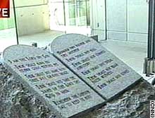 The Ten Commandments monument inside the rotunda of Alabama's Judicial Building.