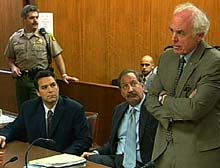 Defendant Scott Peterson, left, in a previous courtroom appearance.