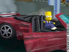 Bart Simpson joy rides in this scene from the game.