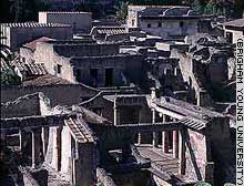 Hot mud that enveloped Herculaneum helped to preserve the buildings over 2,000 years.