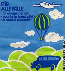 Art and culture -- reflected on an air-sickness bag.
