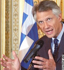 French Foreign Minister Dominique de Villepin at a news conference Friday.