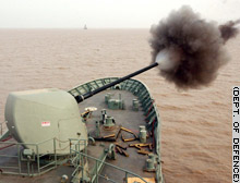 ANZAC fires on Iraqi targets.  Hill says the artillery support has been appreciated by British Marines.