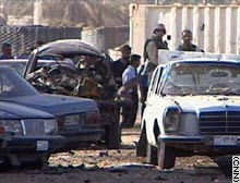 These vehicles were damaged in Monday's blast.
