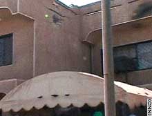At least one rocket damaged the outside the al-Rashid Hotel on Saturday.